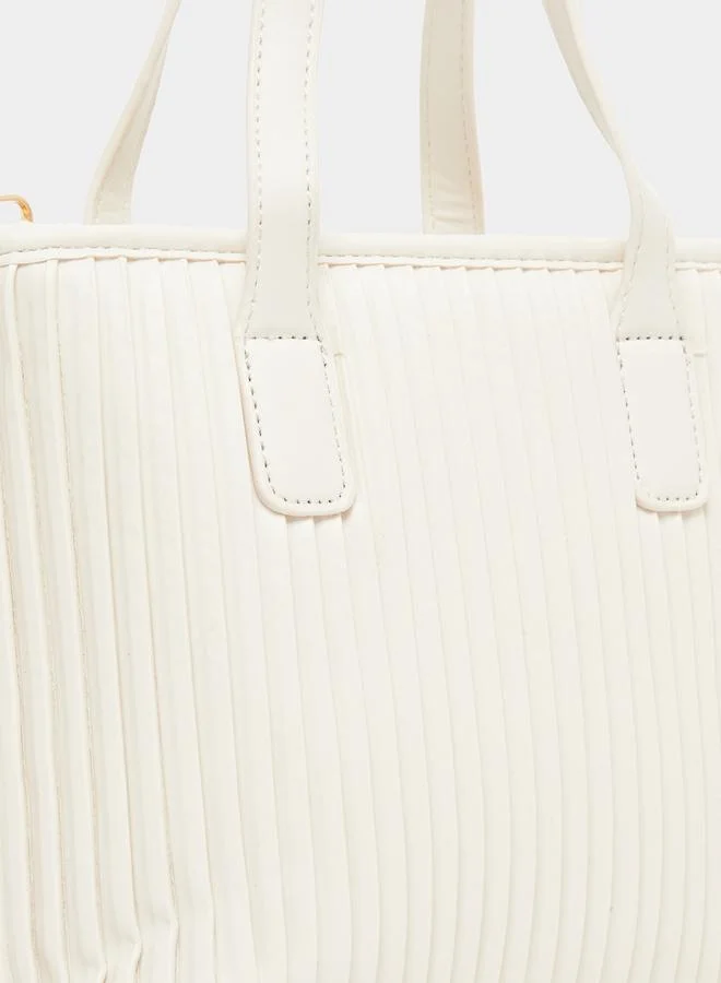 Styli  Women White Pleated Tote Bag for Women | Best Price UAE